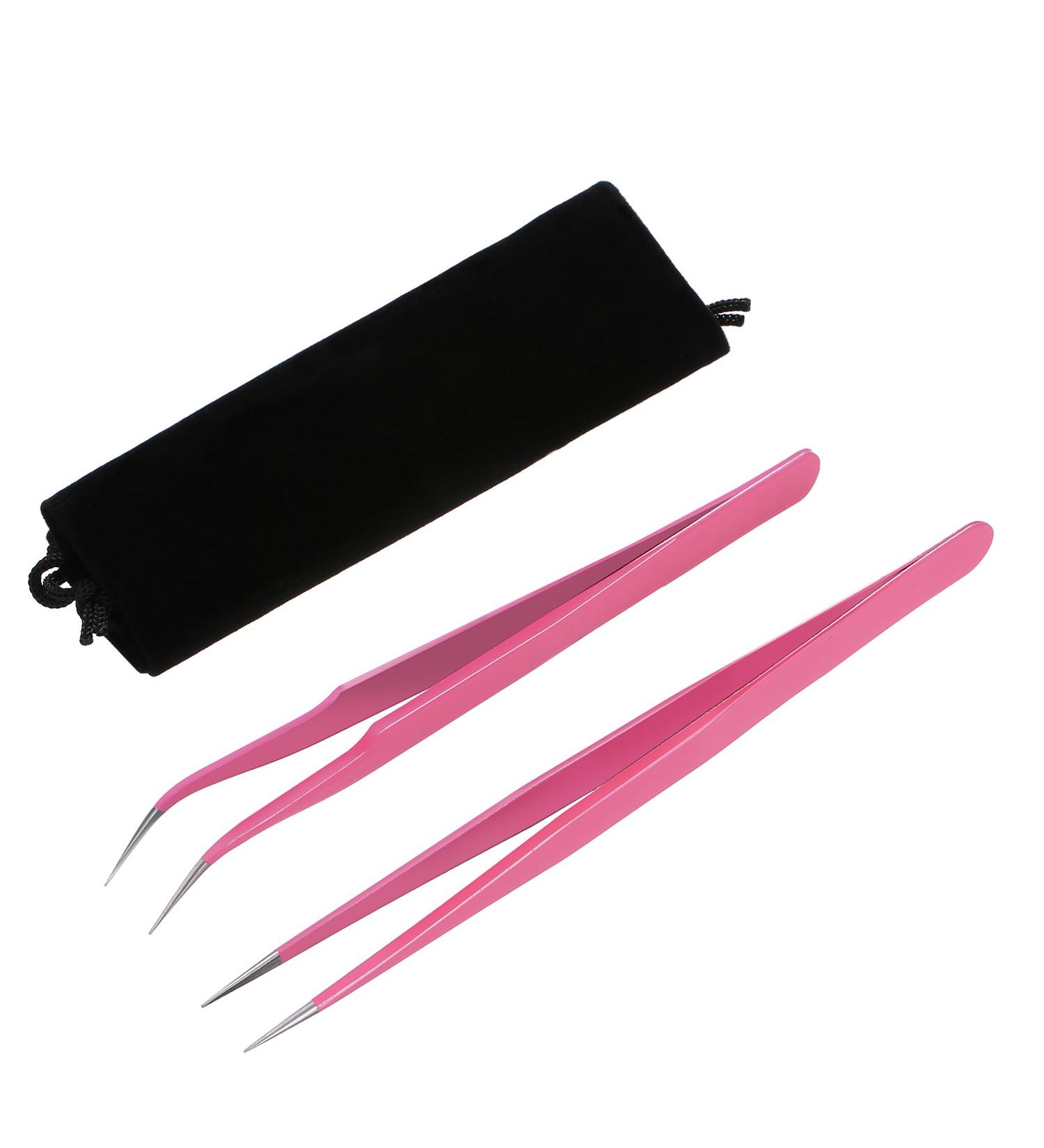 eyelash-extension-tweezers-set-straight-curved-tip-pink