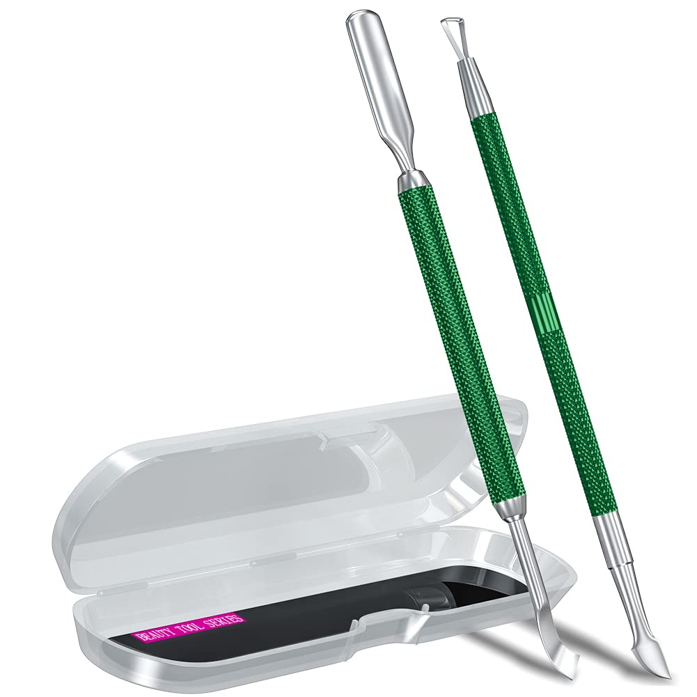 2pcs-cuticle-pusher-nail-scraper-set-dark-green