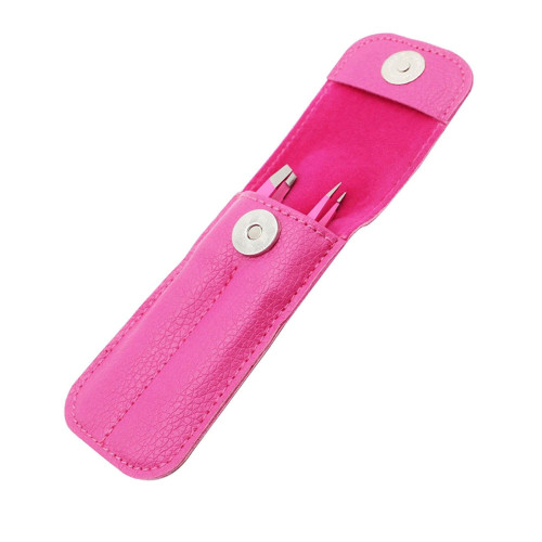 Eyebrow Tweezer Set with Leather Case (Pink)