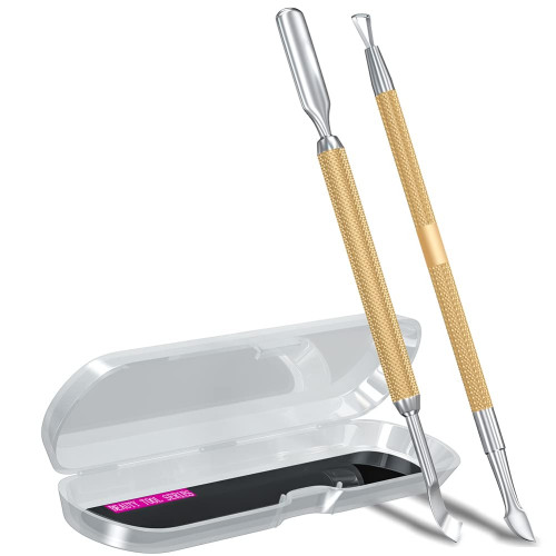 2PCS Cuticle Pusher & Nail Scraper Set (Champagne Gold)