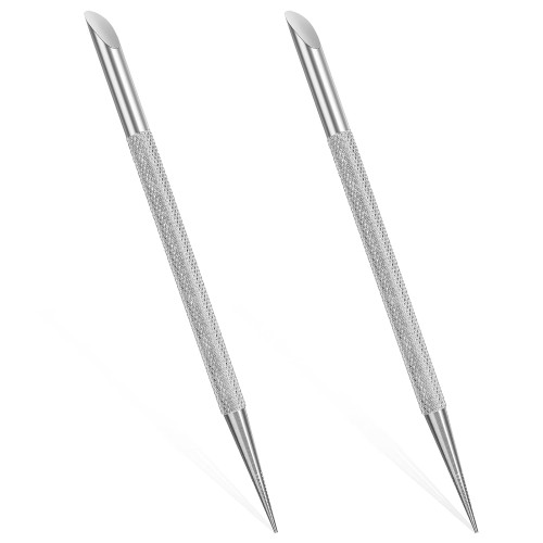 2PCS Stainless Steel Cuticle Pusher & Nail Cleaner Set