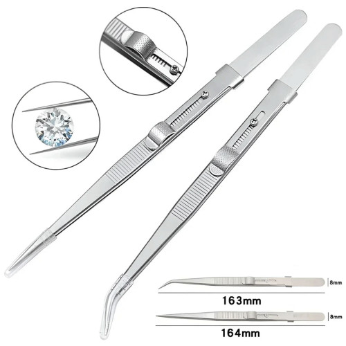 Professional Diamond Locking Tweezers Set