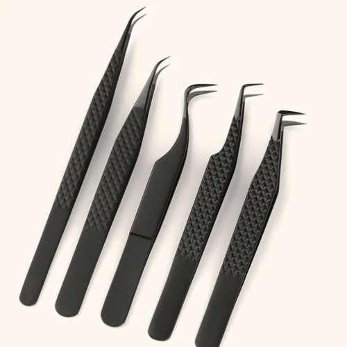 Fiber Tip Eyelash Extension Tweezers Set