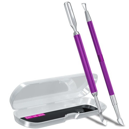 2PCS Cuticle Pusher & Nail Scraper Set (Deep Purple)