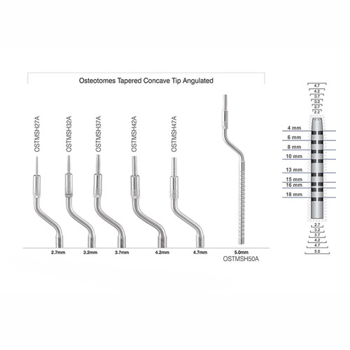 Osteotomes Concave Curved Set (6 Pieces with Cassette)